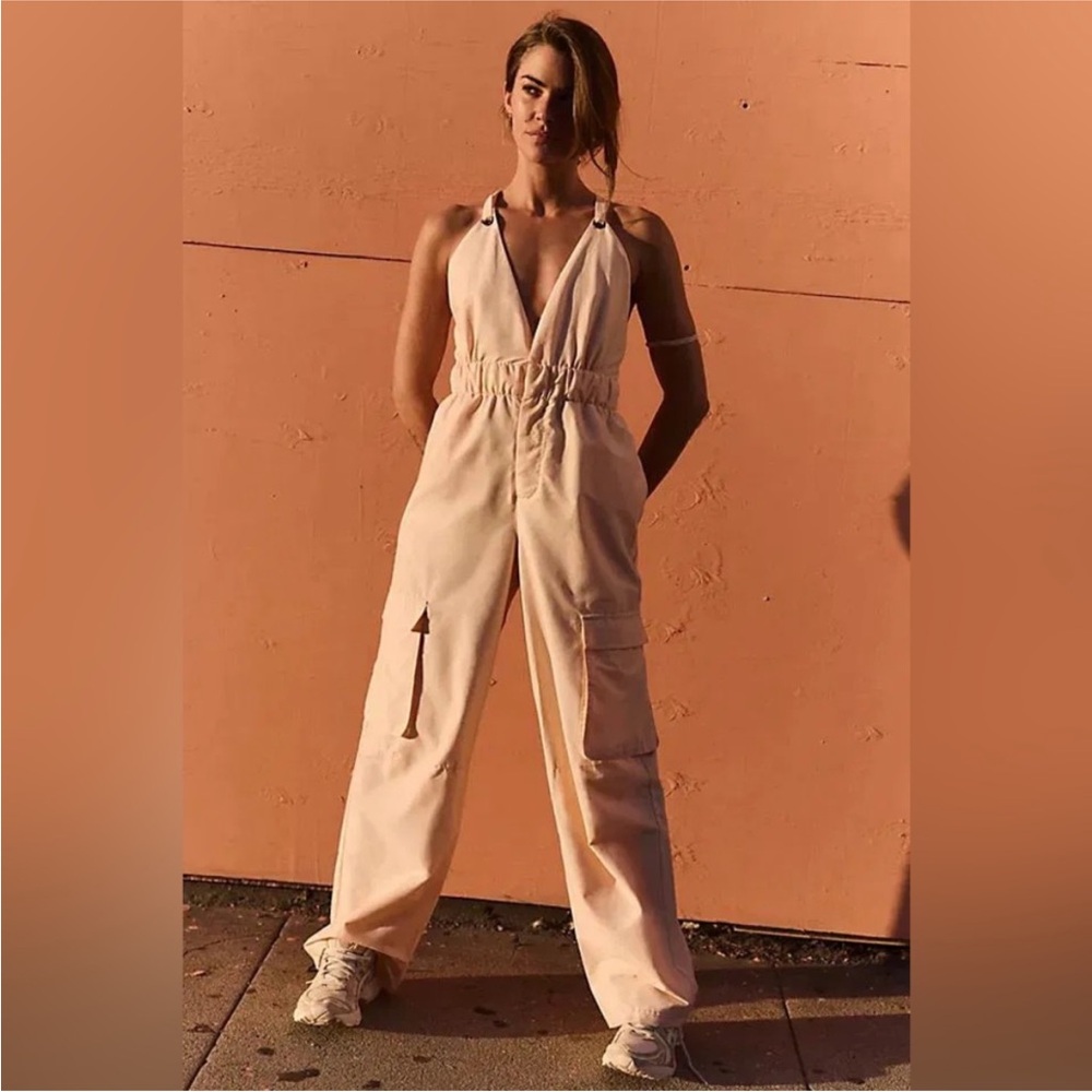Free People Peach Sleeveless Jumpsuit Size Small